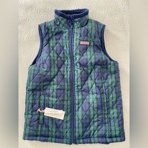 NWT vineyard vines xs reversible blackwatch sherpa vest